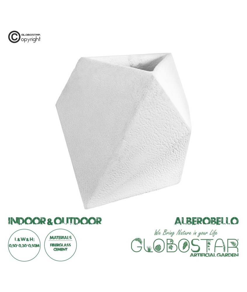GloboStar® Artificial Garden ALBEROBELLO 20737 Επιδαπέδιο Πολυεστερικό Τσιμεντένιο Κασπώ Γλάστρα - Flower Pot Λευκό Μ50 x Π30 x Υ50cm